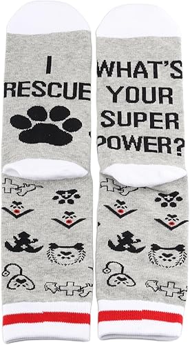 Miniatura 2 de G2TUP 2 pares de calcetines de regalo veterinario I Rescue What Your Superpower Rescue Animal Gift Dog Rescue Rescue Rescue Gift Dog Lover Gift