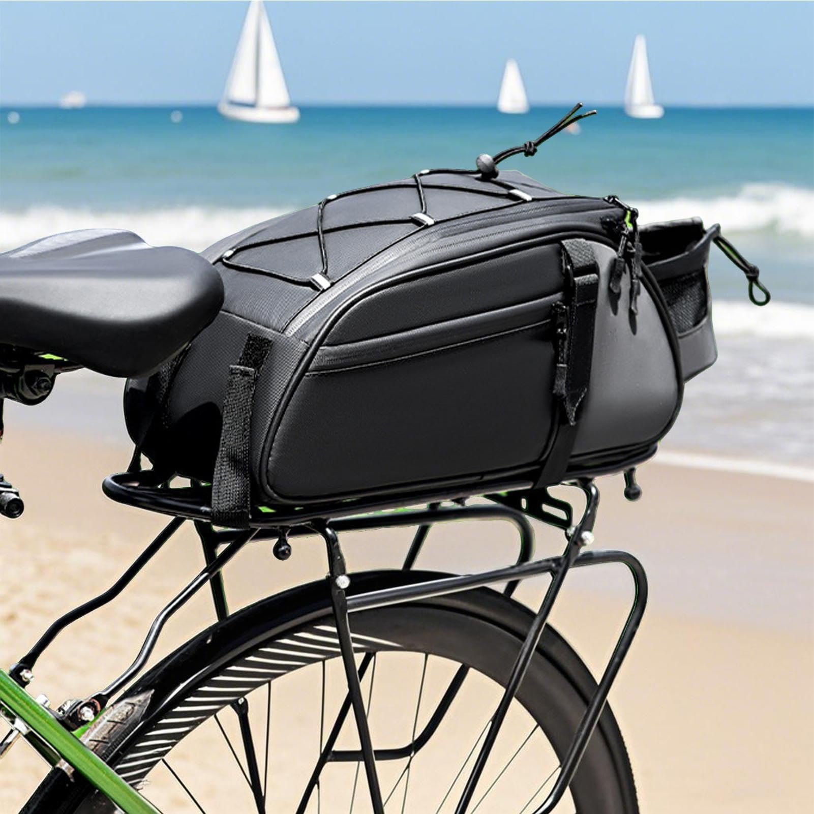 Borsa Posteriore Per Bici Borsa da Portapacchi 8L per Ciclismo | Organizzatore Regolabile per Sella con Tasche per Telefono Chiavi Attrezzi