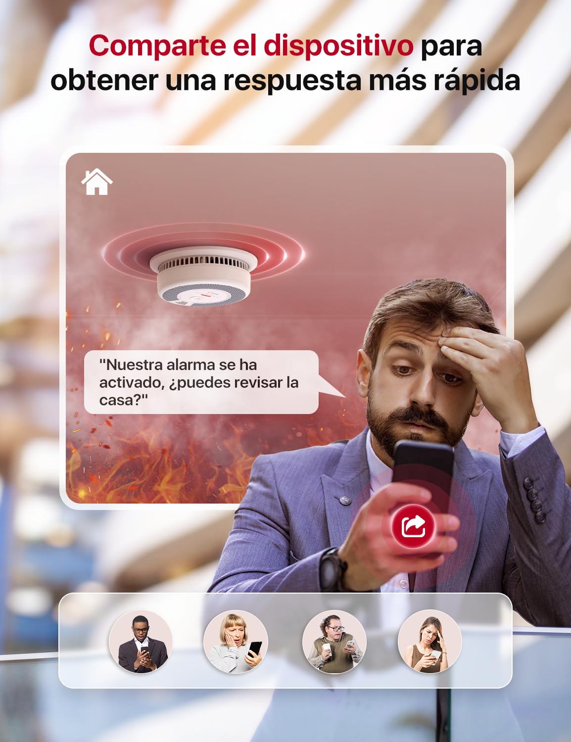 Alarma Wi-Fi X-Sense de Humo y monóxido de Carbono con batería reemplazable, Detector Combinado Inteligente Compatible con la App X-Sense Home Security, SC06-WX, 1 Unidad