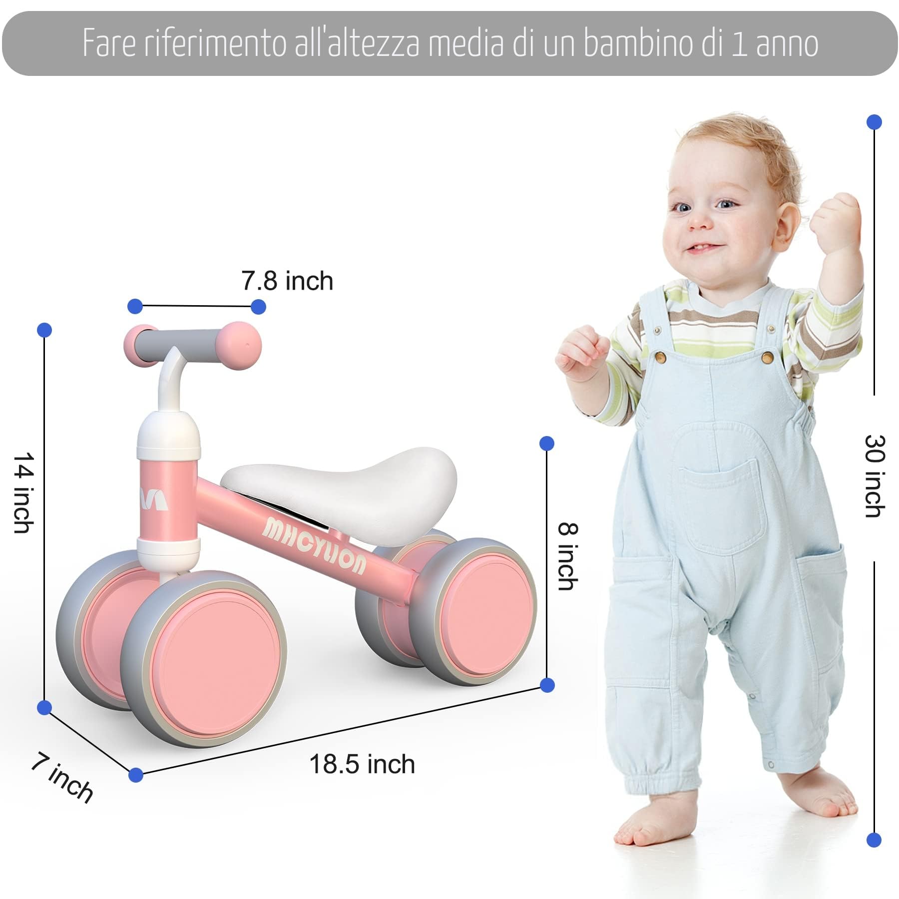VITONIS Bicicletta Senza Pedali per 1-2 Anni Baby Walkers regalo per ragazzi e ragazze Giocattoli Regali per Bambini