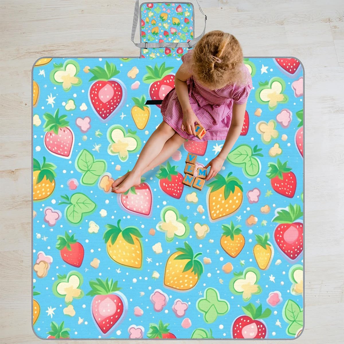 Manta de picnic de 150 x 145 cm, colorida manta plegable para exteriores, impermeable, para playa, camping, senderismo, picnic