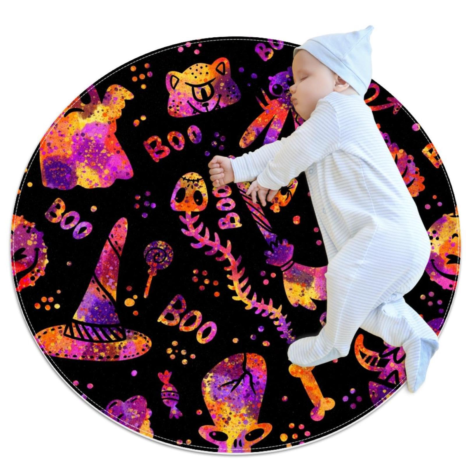 Tapis de salle de bain fantôme antidérapant rond 1m
