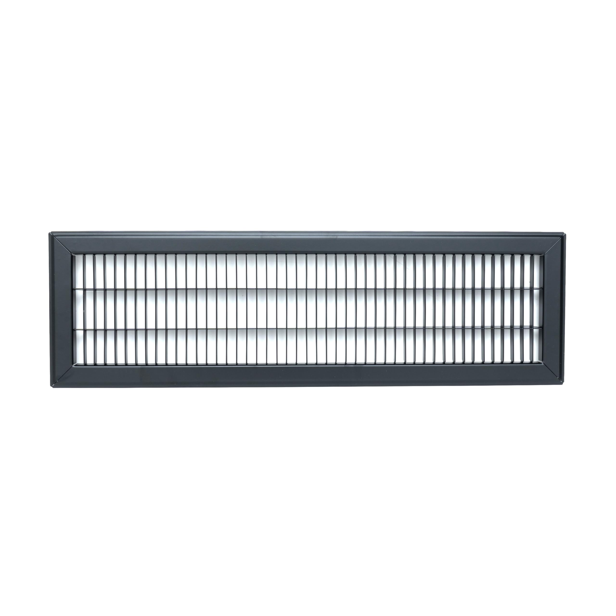 Passend für 15,2 x 61 cm und 61 x 15,2 cm große Kanalöffnung | Rückluft-Bodengitter von Handua | begehbare Lüftungsgitter für Boden | schwarz | robuste feste Klingen | Außenmaße: 19 cm B x 65 cm H