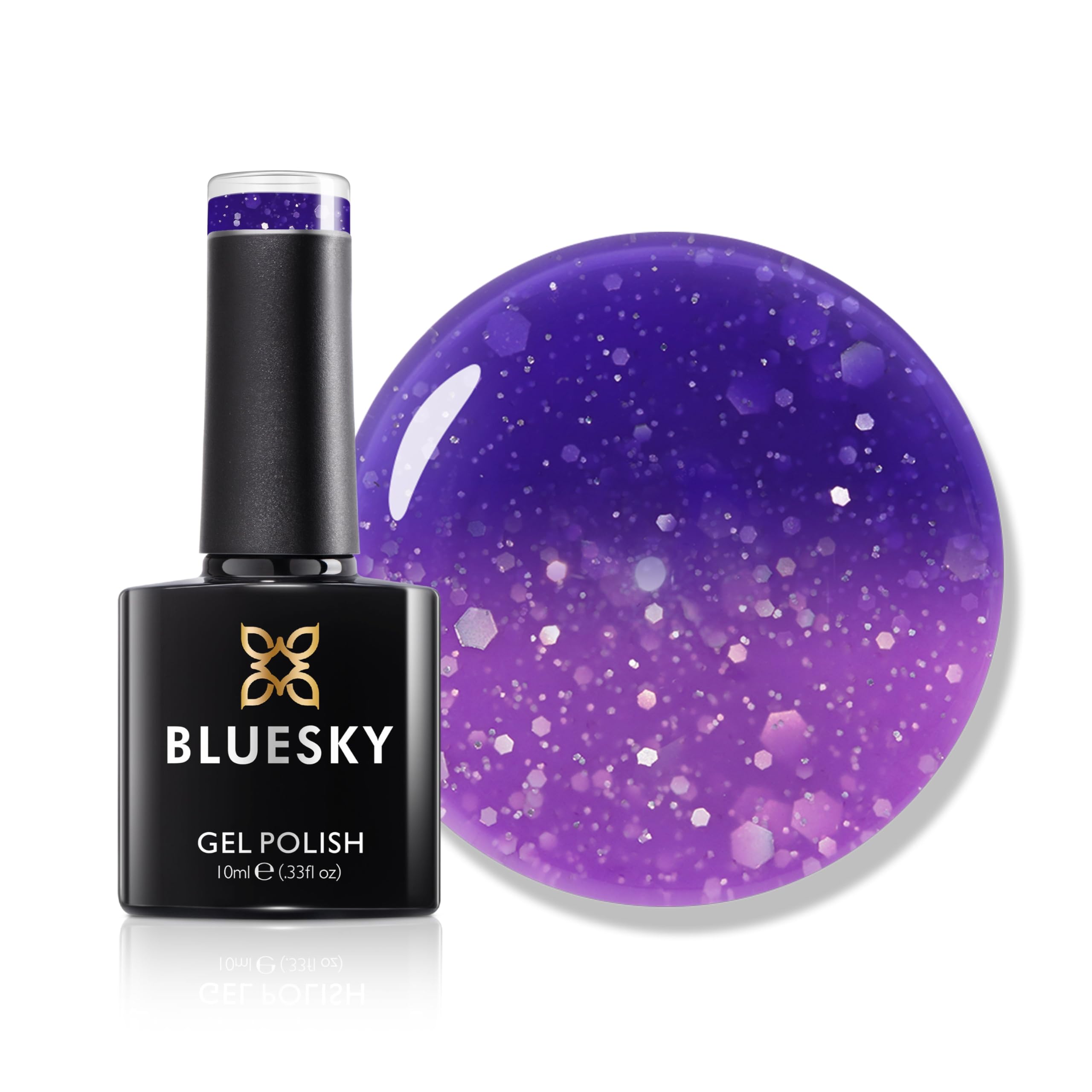 Bluesky Żelowy lakier do paznokci, lakier żelowy do zmiany temperatury, Paradise TC034, 10 ml. niebieski, fioletowy (wymaga utwardzania pod lampą UV/LED)