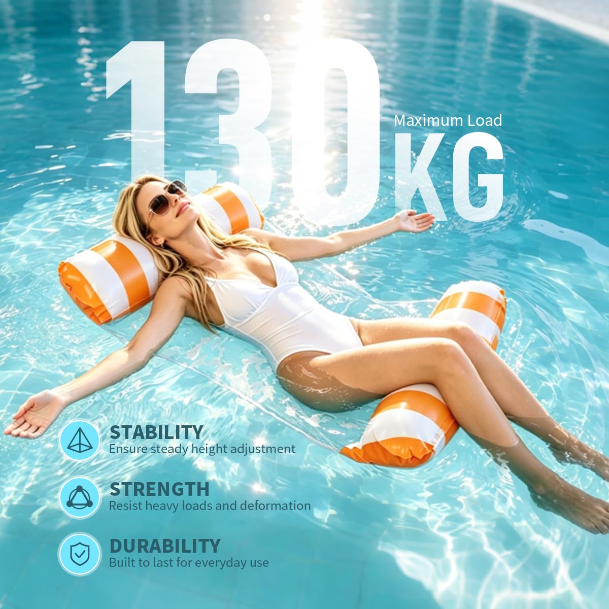 Juego de 4 hamacas de agua para piscina, 4 en 1, colchón inflable de aire para piscina con red, tumbona de agua plegable para adultos y niños, accesorios de piscina para verano, lago playa, capacidad