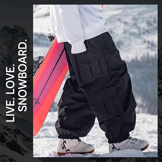SNOWVERB Baggy Snowboard & Ski Snow Cargo Pants for Women Men Insulated