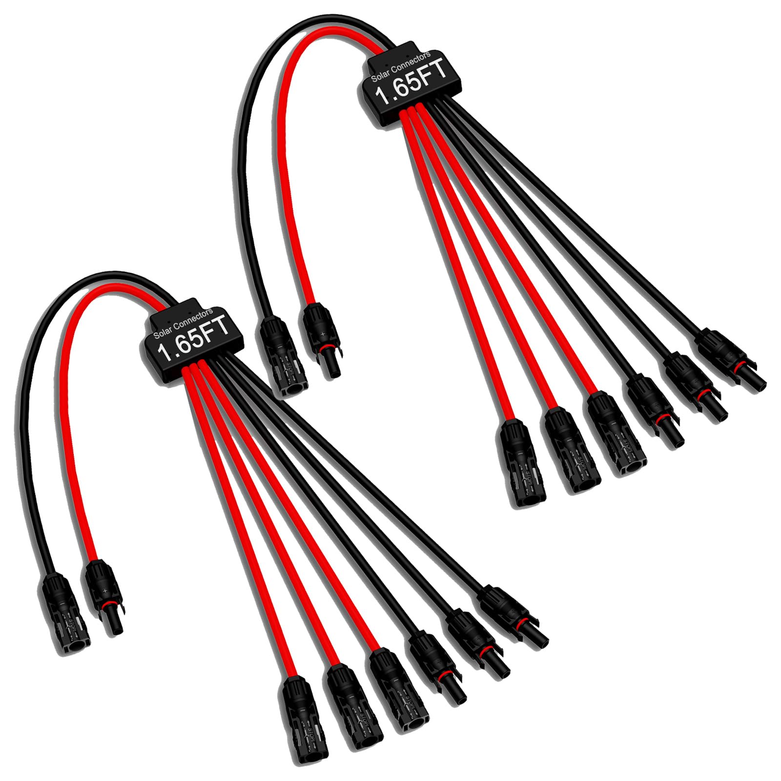 2 Stück Solarstecker für 2-3-4 Solarzellen, werkzeuglose Solarpaneldrähte und Steckverbinder, wasserdichter Solarkabel-Splitter, 2 bis 6 Y-Abzweig-Paralleladapter für Solar-Verlängerungskabel