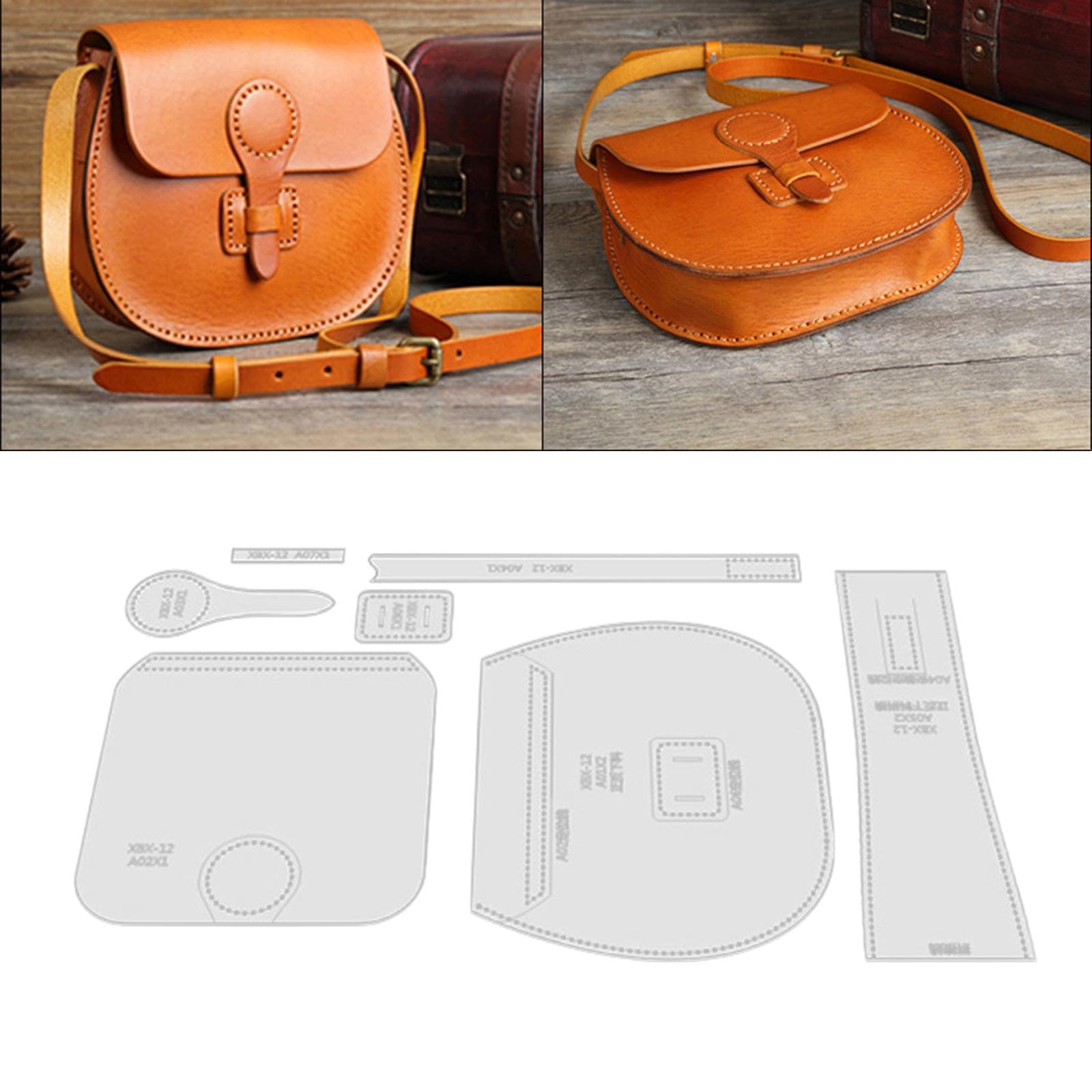 LOVIVER 7 Modelli di Stencil in Pelle, Modelli di Borsa, Modello di Borsa Patchwork, Righello per Artigianato in Pelle, Acrilico Trasparente