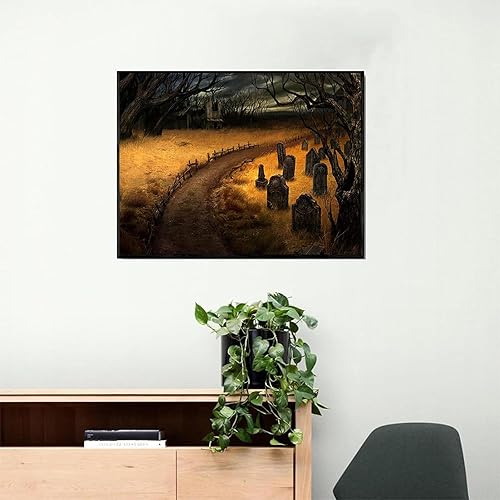 Miniatura 2 de Kits de pintura de diamantes para niños y niñas principiantes, cementerio de terror para decoración de pared del hogar, regalo, lienzo de