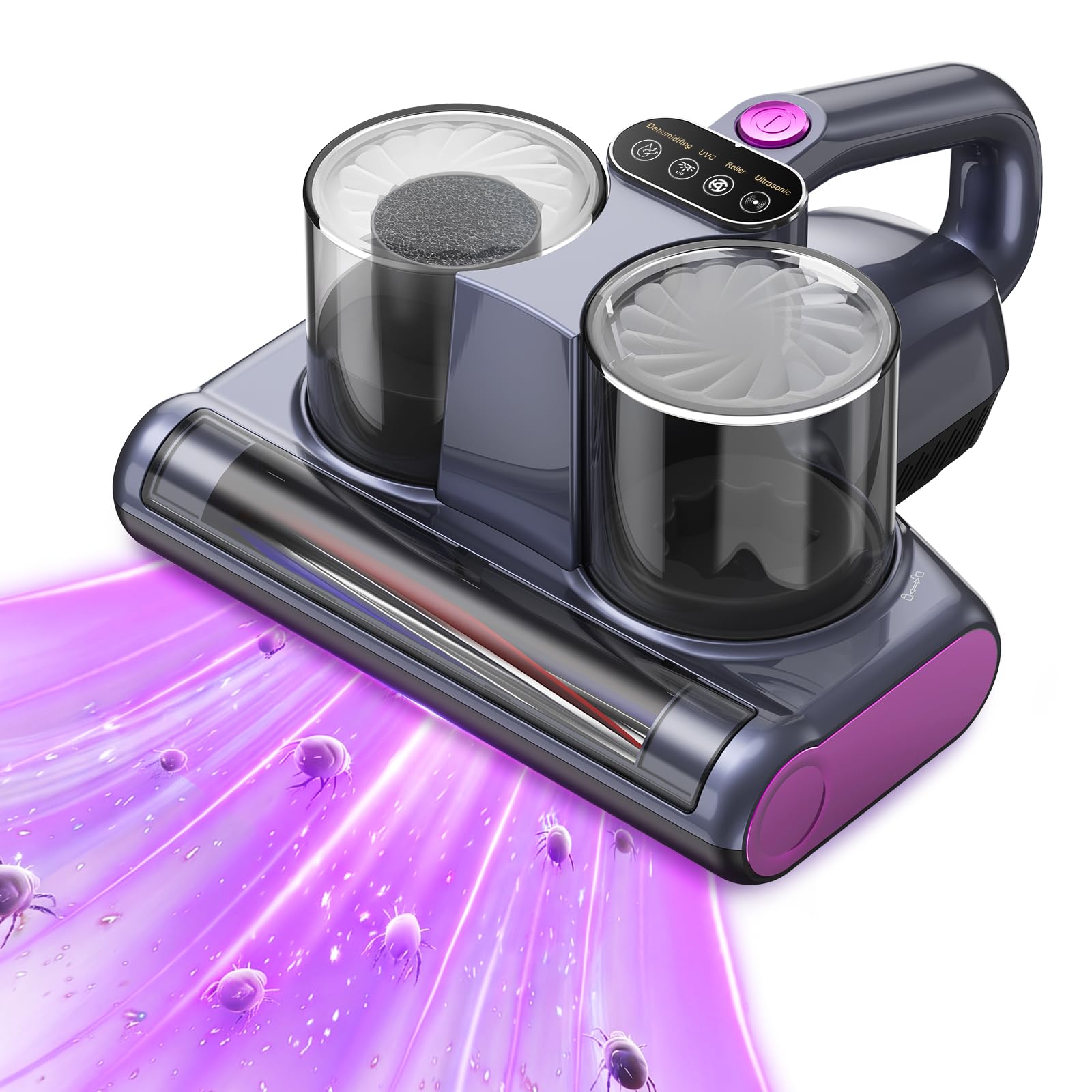 Aspirateur Acarien pour Matelas avec Lumière UV-C, Aspirateur Anti Acariens Forte Aspiration, Filtre HEPA, Air Chaud, Ultrasonique, Aspirateur Matelas Elimine 99,9% des Allergènes