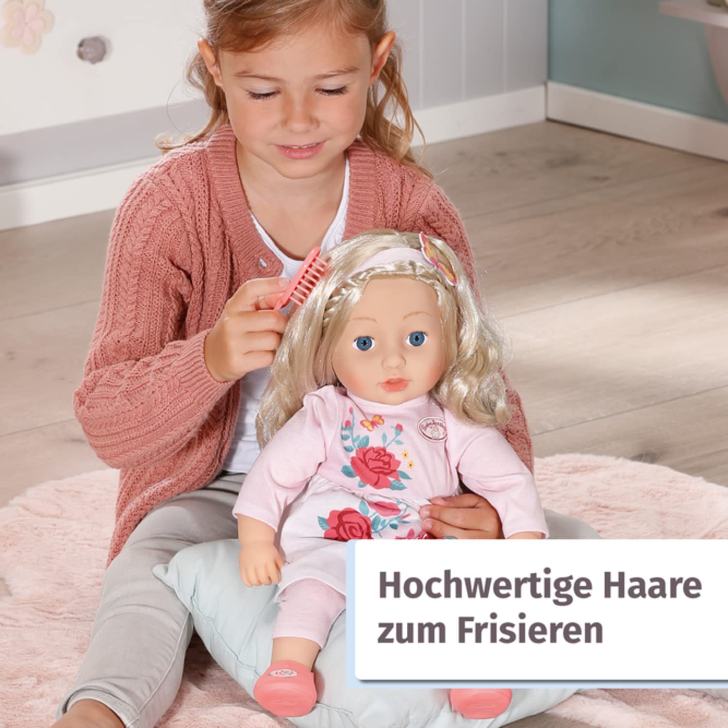 Baby Annabell Sophia 43cm, weiche Puppe mit Langen blonden Haaren, inkl. Puppenkleidung, Haarband und Bürste, 706572 Zapf Creation