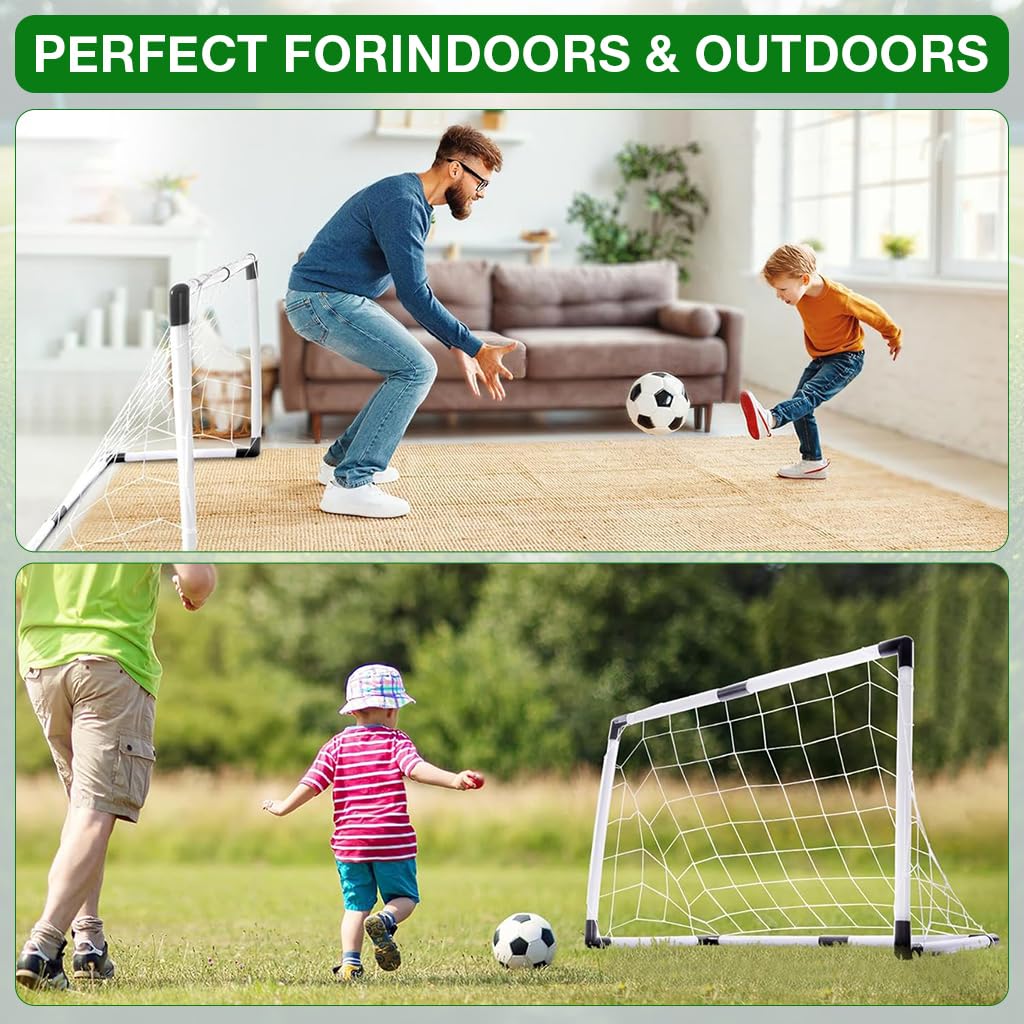 PROBEROS® Cotton Football Goals Kit Set of 2Pcs, Goal Target Nets DIY Assembly Small Outdoor Game with Inflatable Ball Toy & Manual Pump Indoor & Outdoor, Black - Image 8 thumbnail