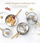 KOCH SYSTEME CS Ensemble d'articles de cuisine en acier inoxydable 10 Pièce, 18/10 Pots en acier inoxydable et ensemble de casseroles avec base à trois couches, poignée de bakélite résistant à la chaleur, kit de cuisine à induction, non-toxic