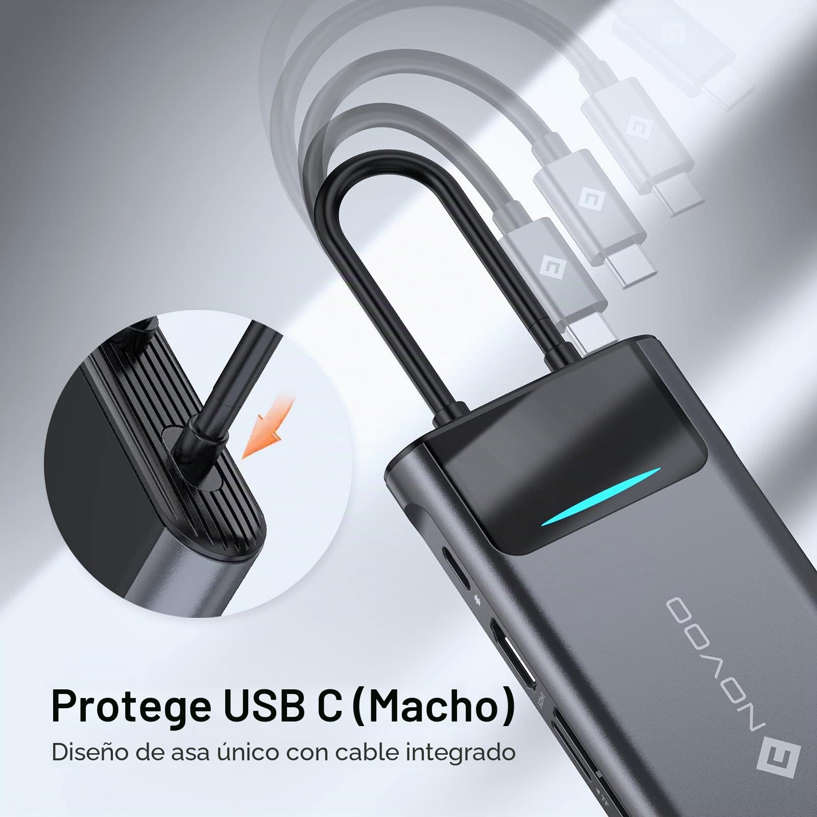 NOVOO Docking Station USB C 9 en 1, HDMI 4K, Ethernet 1Gbps, PD 100W, SD/TF