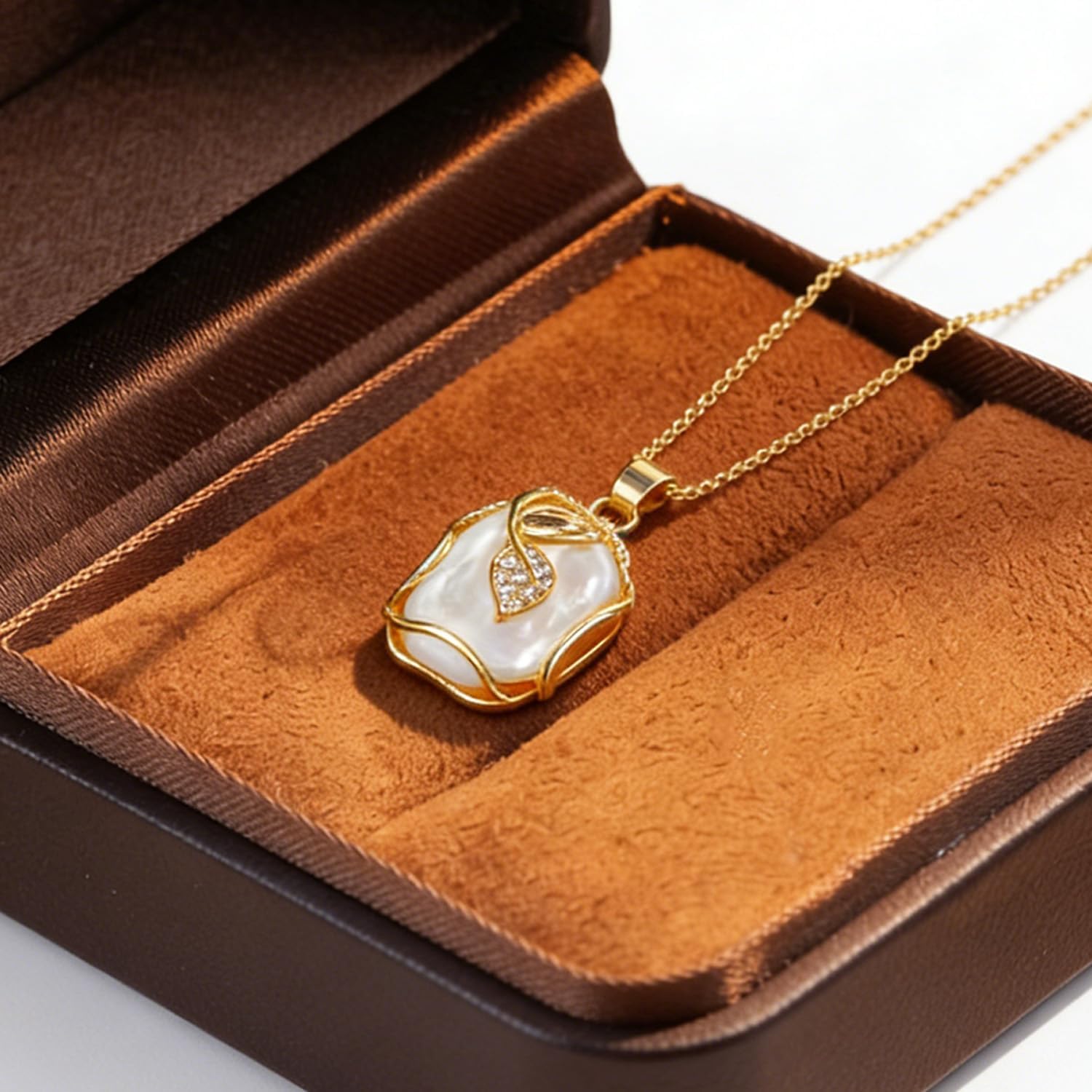 Natural Cultured Baroque Pearl Necklace & Ring Set - Irregular Square Pearl Necklace & Ring Jewelry Set, Simple Gift Box. - Image 7