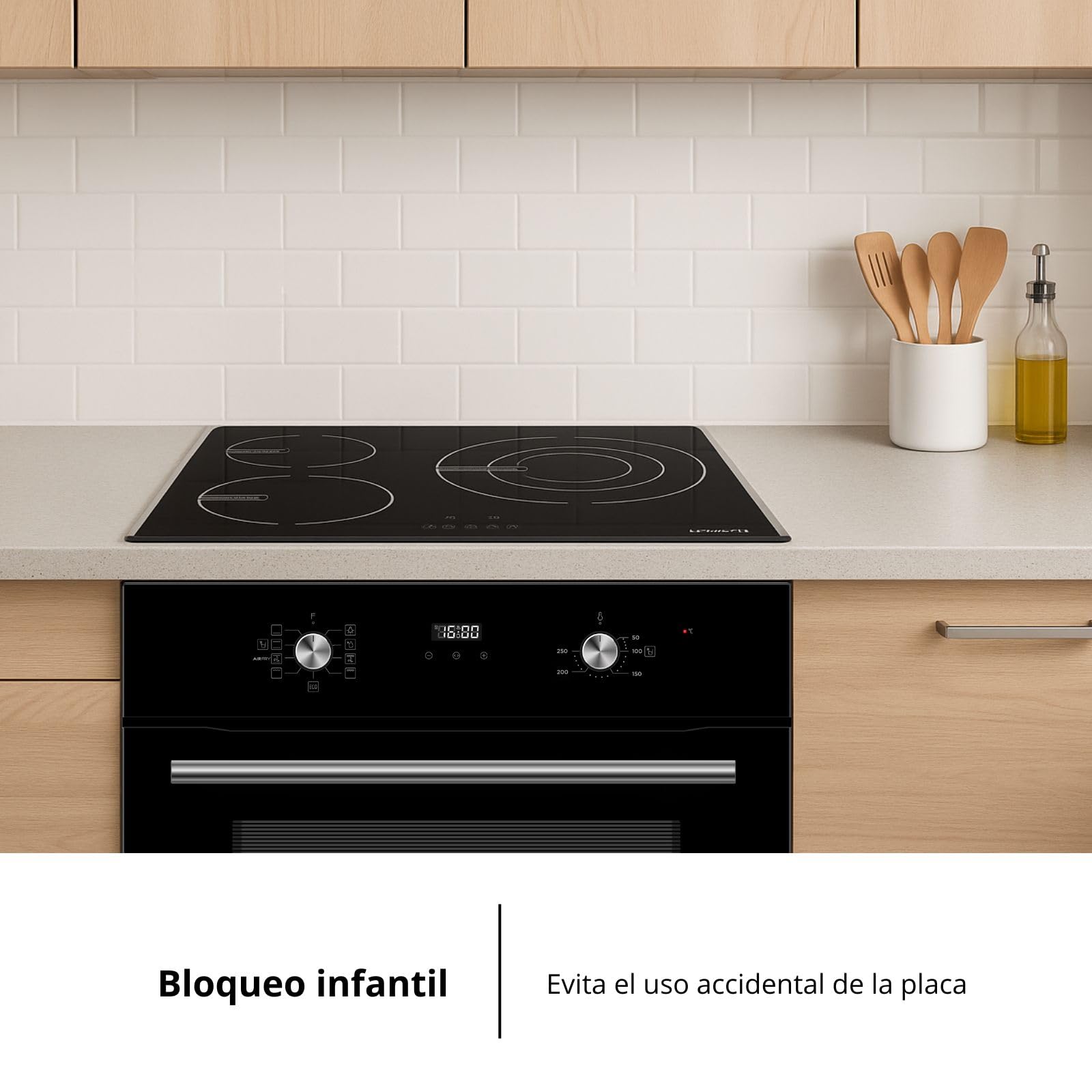 Corberó - Placa Vitrocerámica | CCVG3BL574 | 60 cm | 5700 W | 3 Zonas | Control Touch, Desconexión Automática, Bloqueo Infantil | Negro