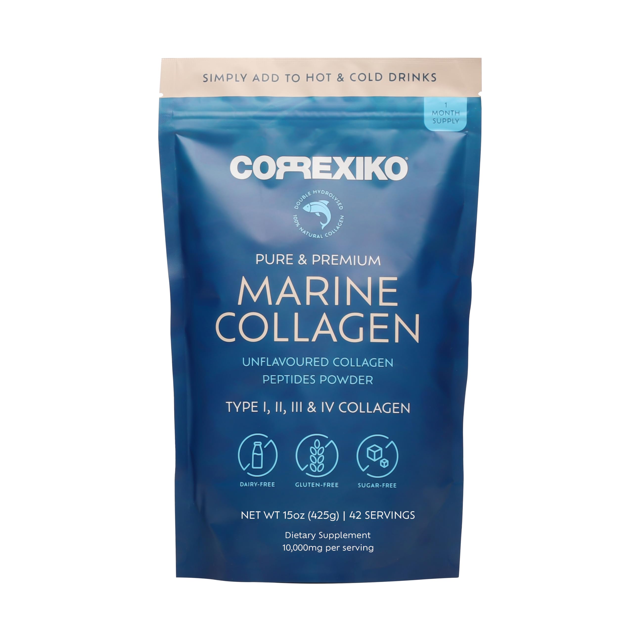 Premium Marine Collagen Peptides (Large Pack,15oz) from Wild Caught Fish Skin (Not Scales), hydrolyzed Protein Powder for Joints & Bones, Skin, Hair, Nails & Digestive Health - Made in Canada