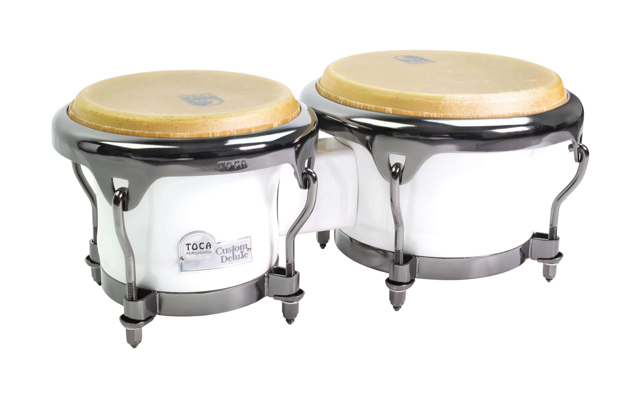 TOCA CUSTOM DELUXE BONGOS - FIBERGLASS, MAGARITA BLANCA, BLACK CHROME 4600FMB