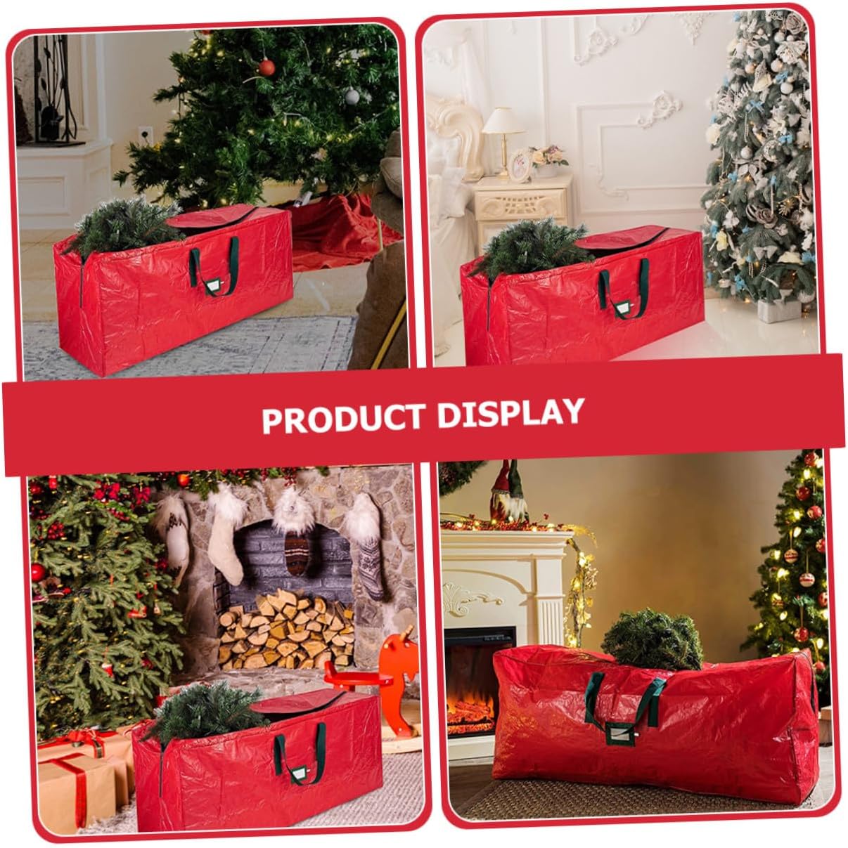 Christmas Tree Storage Bag Waterproof Zippered Pouch 165x38x76cm Red Heavy Duty Organizer with Handles for Holiday Tree Storage and Dust Protection