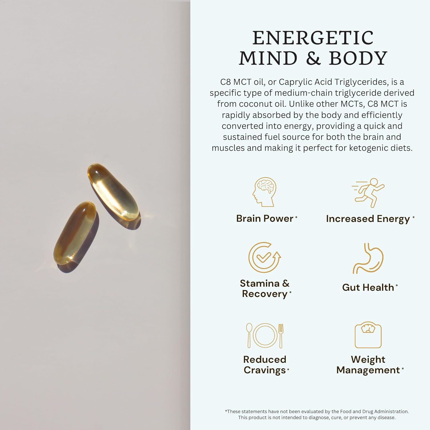 VTC VitaTradingCo. C8 MCT Oil Capsules | Naturally Derived Caprylic C8 Supplement | Coconut Oil Pills | Sustained Energy | Keto Friendly, Non GMO | 100 Softgels - Image 5