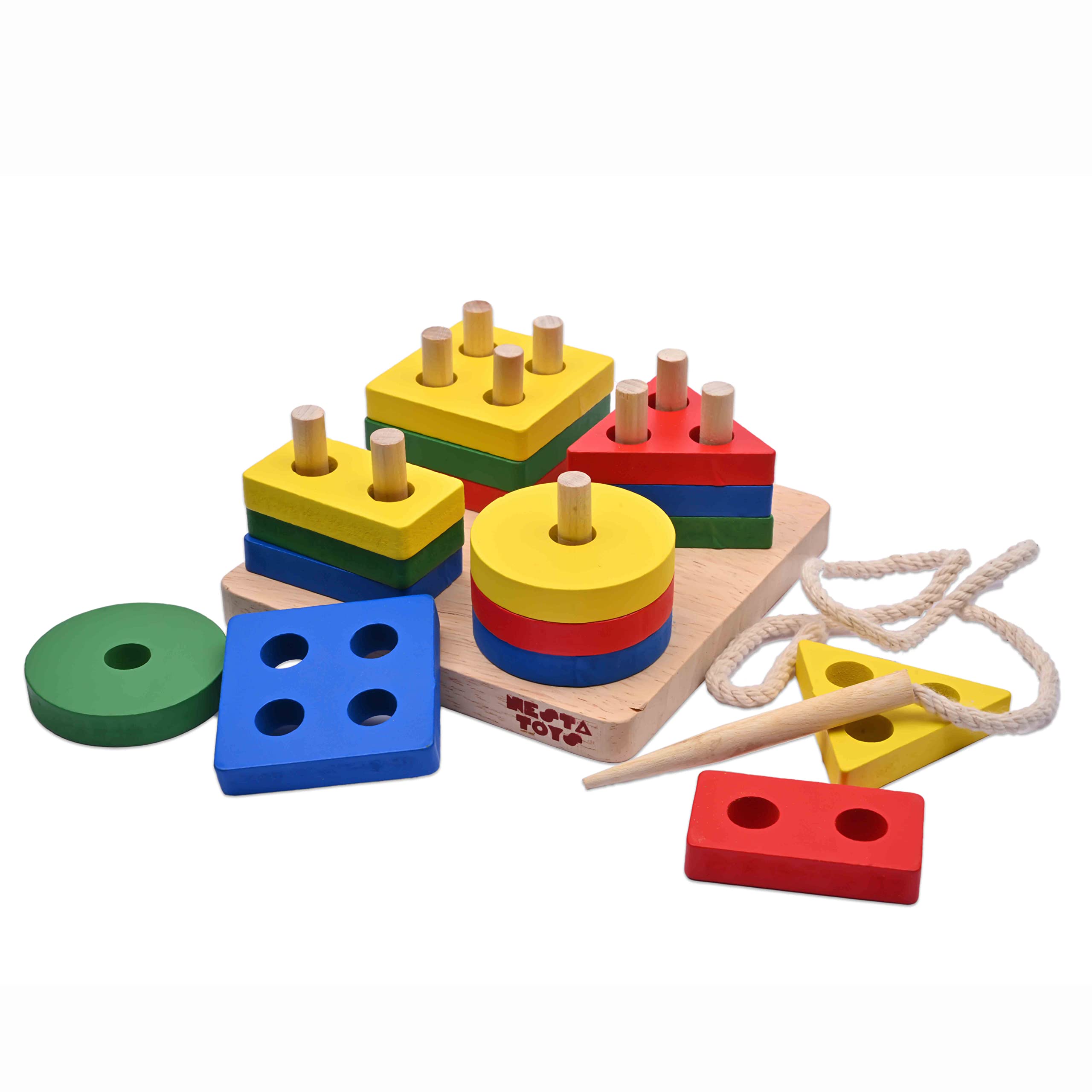 NESTA TOYS - Wooden Shape Sorter Puzzle | Montessori Montessori Toys for 1 to 3-Year-Old Kids | Wooden Sorting, Stacking & Lacing Toy (B0BK4N9475) Amazon Price History, Amazon Price Tracker