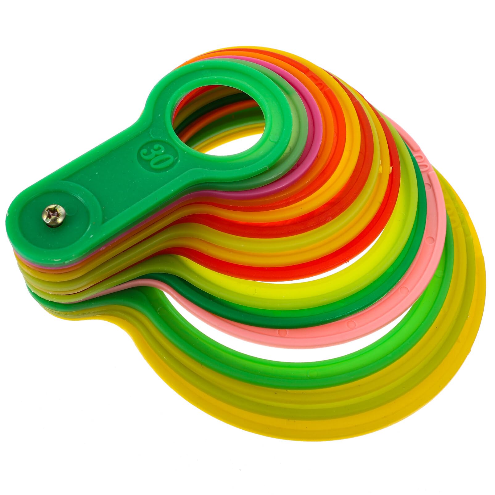 Plastic Fruit Diameter Measuring Tool Set - 17 Pieces Assorted Colors for Oranges, Apples, Citrus, Pears - Ideal for Farms, Markets, and Fruit Stores