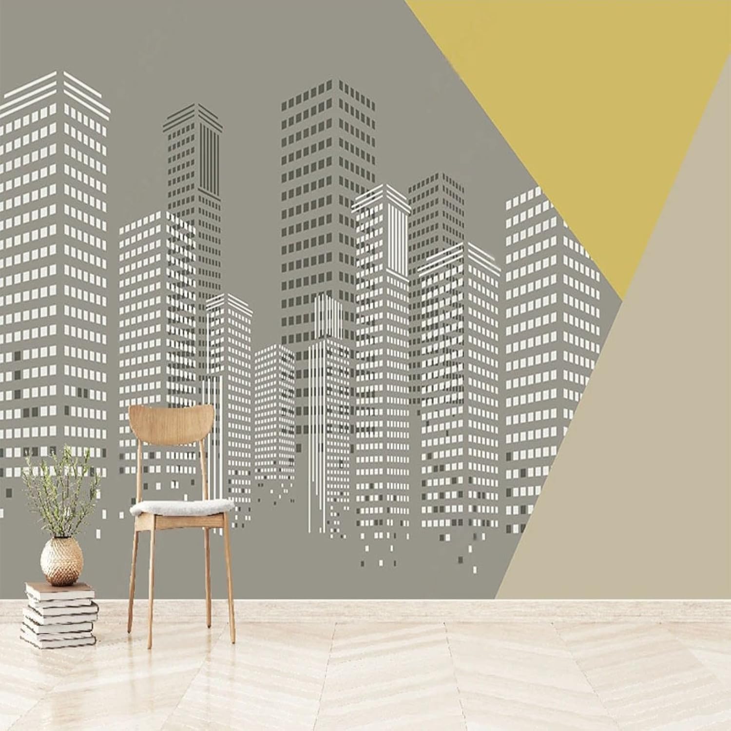 Papier Peint 3D Moderne Salon Géométrie Urbaine Revêtement Mural Chambre 200x140cm