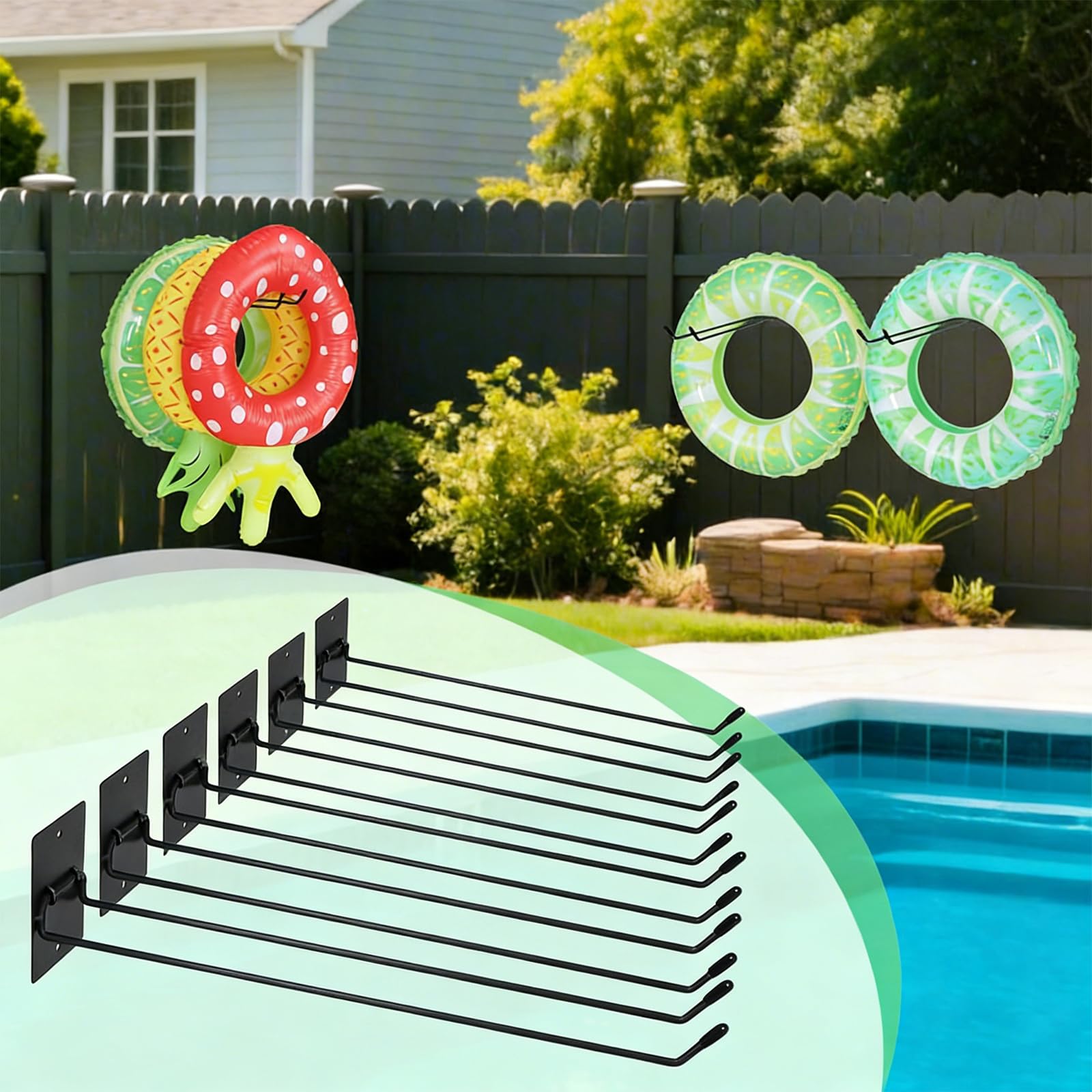 Rastrelliera Galleggiante in Ferro da 3 per Accessori per Piscina e organizzazione Attrezzature per Esterni con robuste Viti
