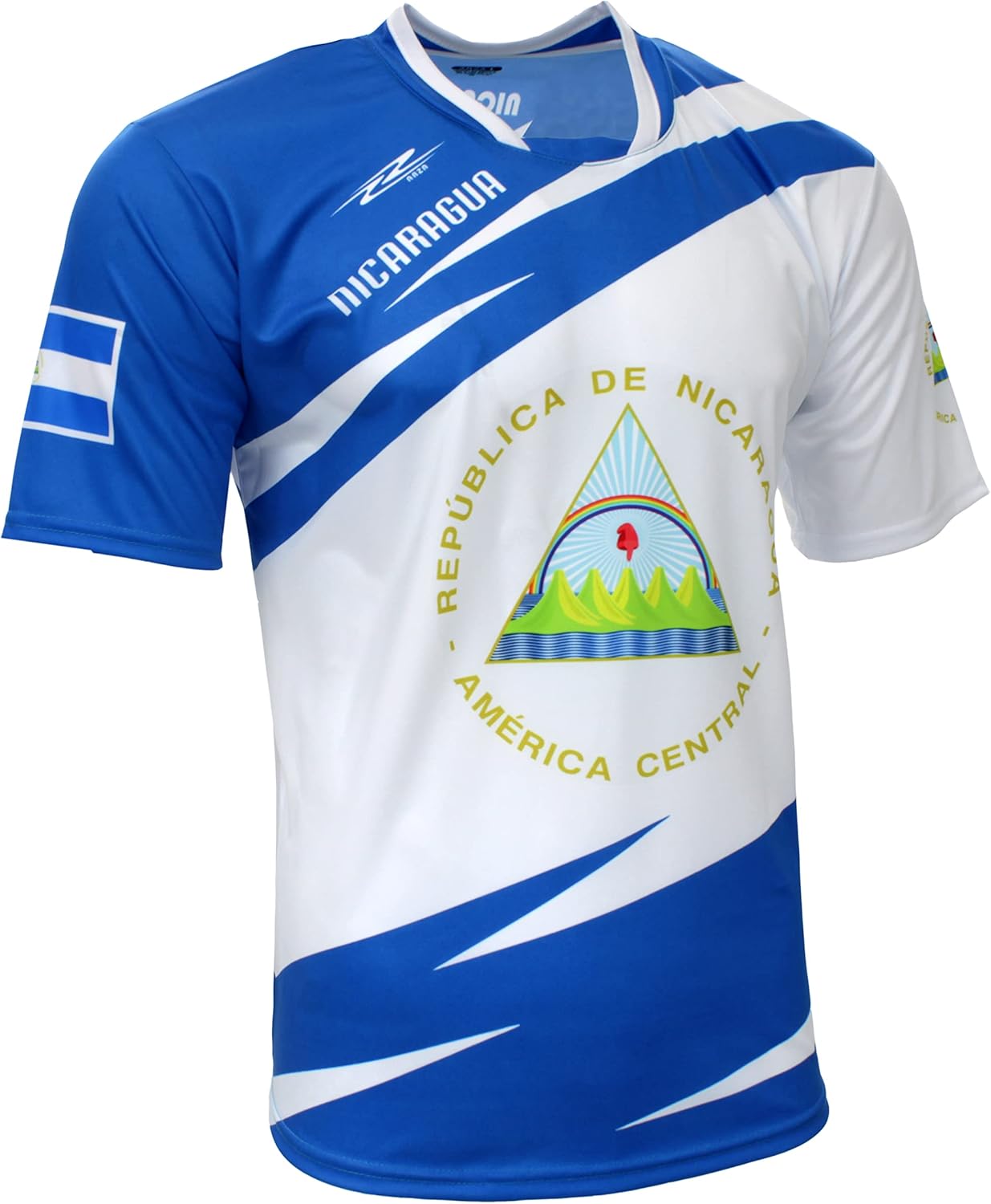 ARZA Sports Men’s Nicaragua‑Inspired Soccer Fan Jersey – Blue/White Short Sleeve Performance Shirt - Image 3
