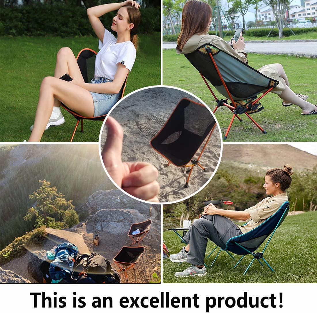Suhedy Breathable Mesh Construction Camping Chair Ultralight Camp Chair,Light Weight Portable Compact Folding Beach Chairs with Carry Bag for Outdoor, Camp, Picnic, Hiking, Backpacking (Red) : Sports & Outdoors