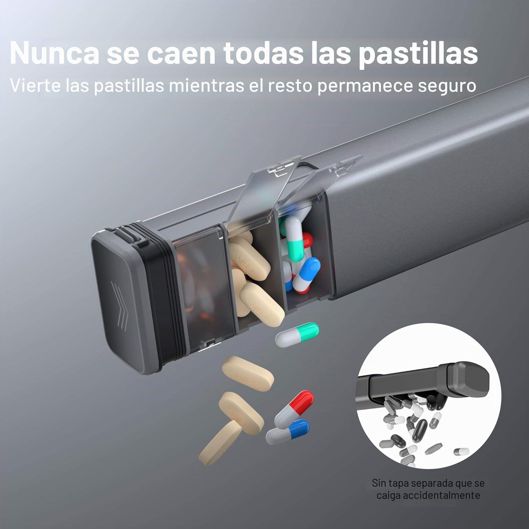 Kursoaya - Pastillero semanal de metal para 7 días, pastillero diario de aluminio de alta calidad, bonito pastillero portátil, soporte de píldoras de gran capacidad para suplementos, píldoras