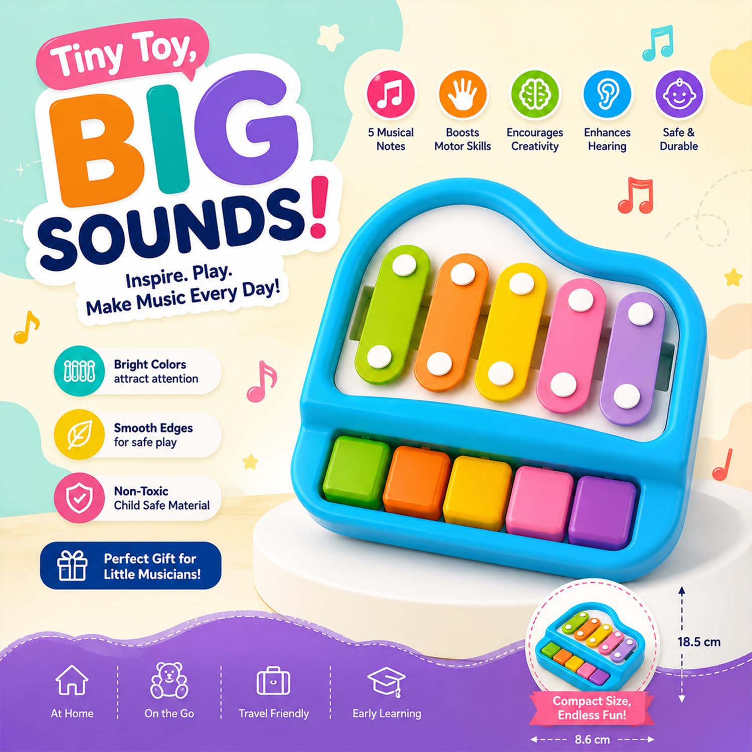 Superior Toys 2 in 1 Baby Piano Xylophone Toy | Toddler Musical Instruments with Mallets for 1 to 3 Year Kids | Learning Toys for Boys Girls | Boosts Motor Skills & Creativity | Perfect Safe Gift-image-29