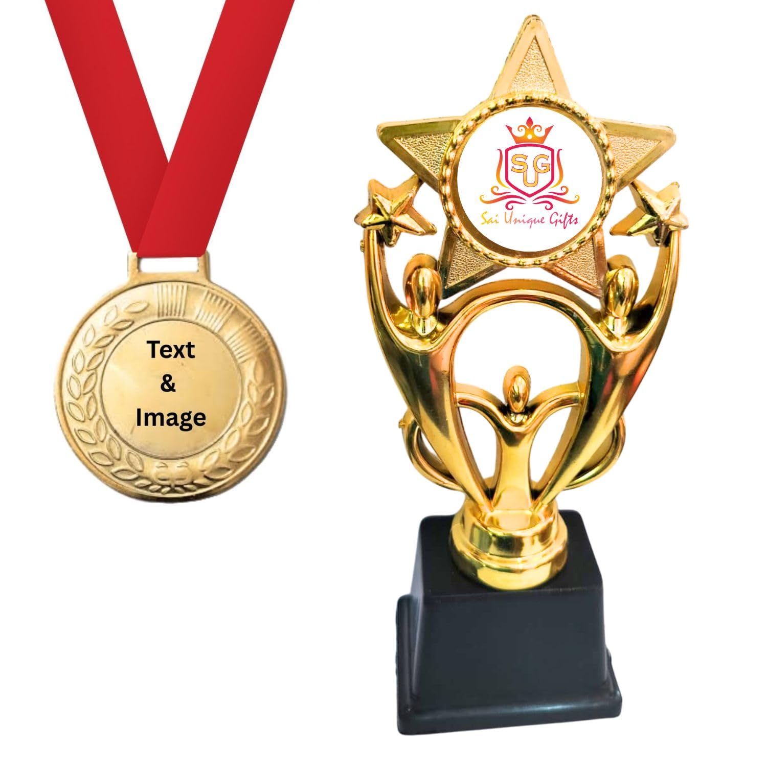 Personalized Trophy & Medal Combo for Kids & Winners | Custom Name, Photo & Logo Printed Award Set with Medal Ribbon | School Competition, Sports Prize & Return Gifts-image-35