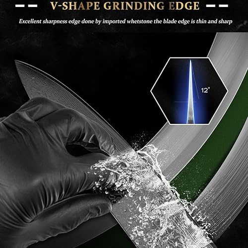 Miniatura 6 de Juego de cuchillos de cocina de lujo, 8 piezas, cuchillo de chef de Damasco VG10, 67 capas, súper acero, afilado, cuchillo de chef fácil de cortar,