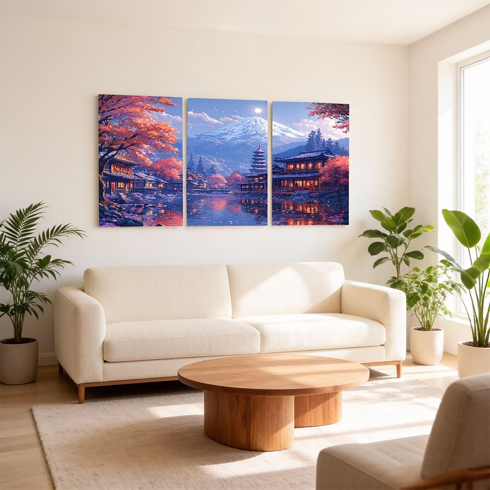 Zestaw do malowania diamentami Fuji, dla dorosłych, zestaw do malowania diamentami z motywem księżyca, pełne wiercenie według numerów, dla dorosłych, 60 x 90 cm x 3 szt., haft krzyżykowy, sztuka