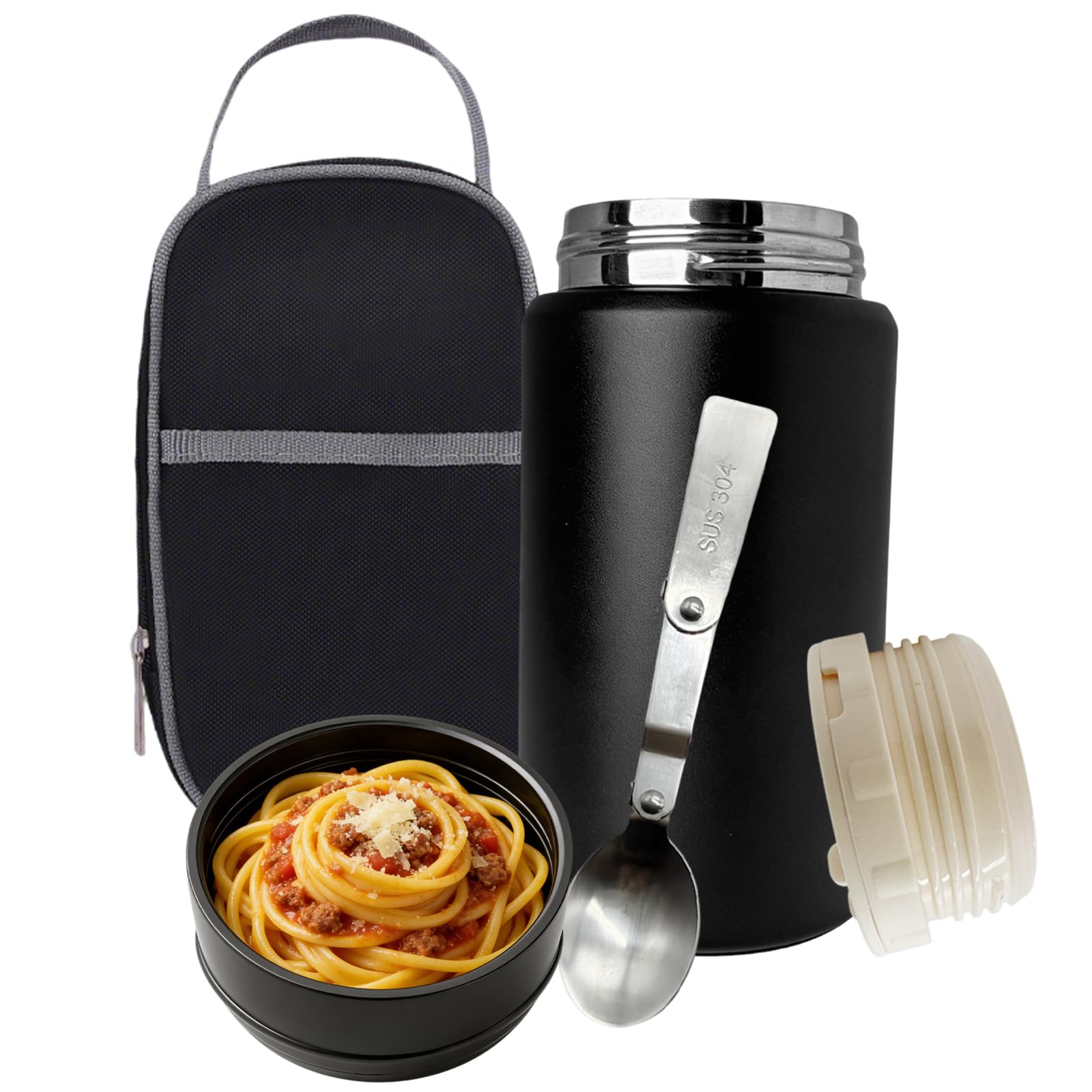 Food Flask 750ML Stainless Steel Vacuum Soup Flasks with Bag Spoon, Hot Food Flask for Hot/Cold Leak Proof Soup, Portable Food Jar for School Office Picnic