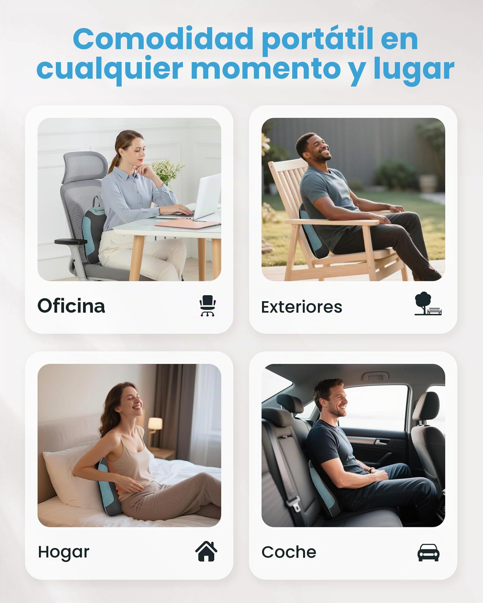 COMFIER Masajeador Cervical y Espalda Inalámbrico con Función de Calor, Cojín de Masaje Shiatsu para Aliviar el Dolor de Cuello y Hombros, Masajeador Espalda y Lumbar, Regalo para Mujeres y Hombres