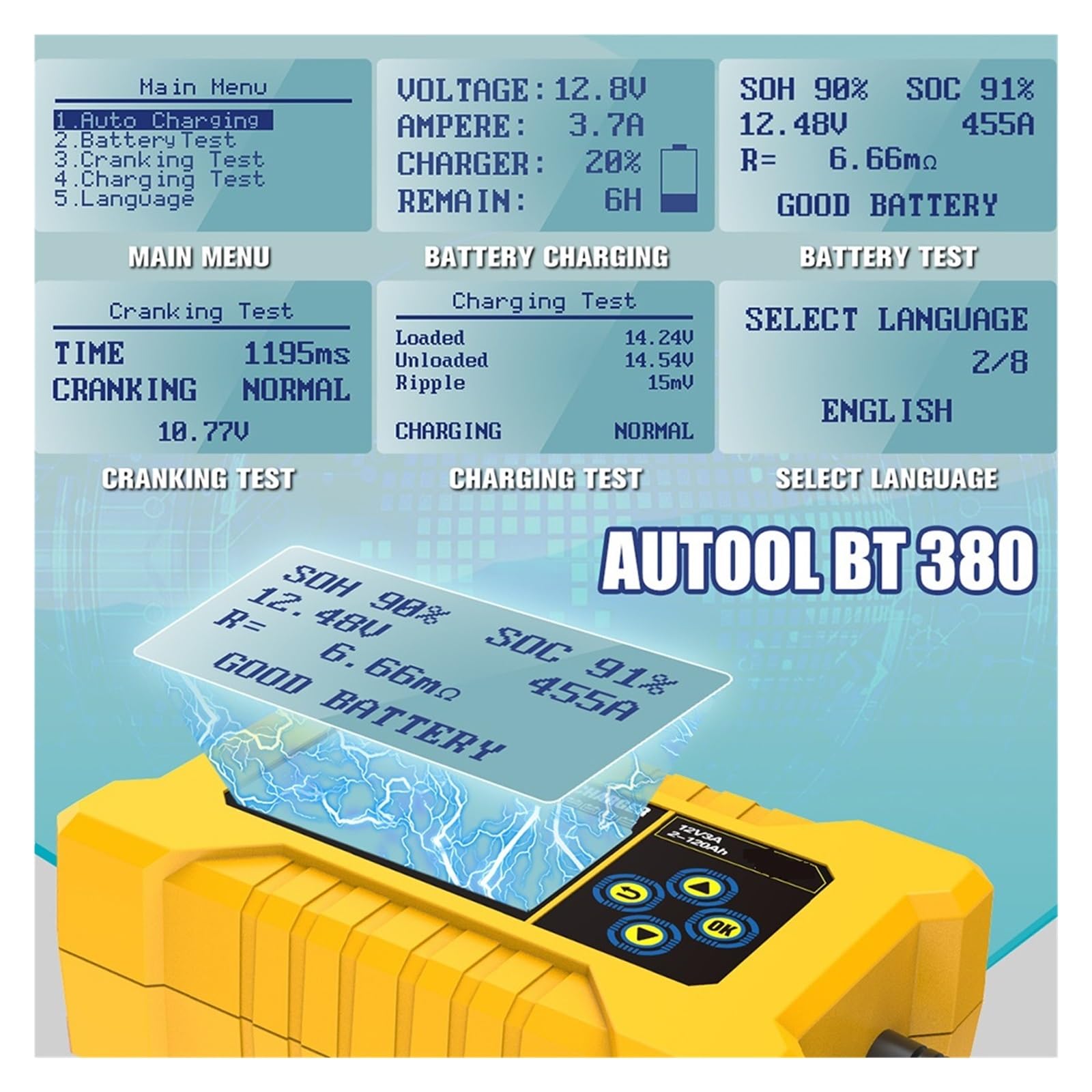 Tester Akumulatora Samochodowego 12V Naprawa Impulsów 3A Ładowarka Power Bank Wet Dry Gel Narzędzie Do Naprawy Kwasu Ołowiowego Szybkie Dokładne Wykrywanie