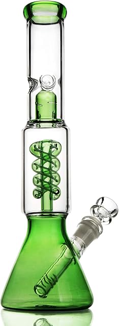 REAMIC Ice Glass Bong 14.5mm Green Water Pipes 31cm/12.2'' Oil Rig Glass Bong with Tornado Filter ?-