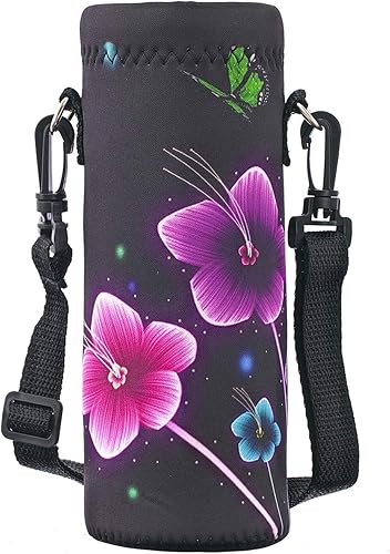 RICHEN Bolsa de neopreno para botella de agua con correa ajustable para el hombro, cubierta aislada para botellas de acero inoxidablevidrioplástico