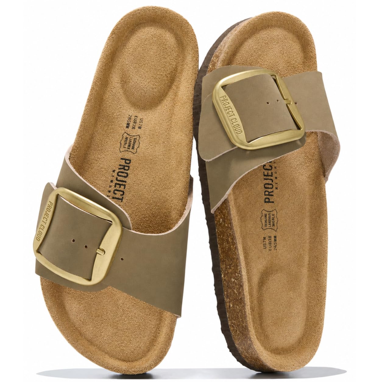 Project Cloud 100% Genuine Leather Sandals Women Comfortable Womens Slides | Slides for Women Footwear Genuine Leather Beach Essential Lightweight with Memory Foam Insole Sandals for Women Womens Slides