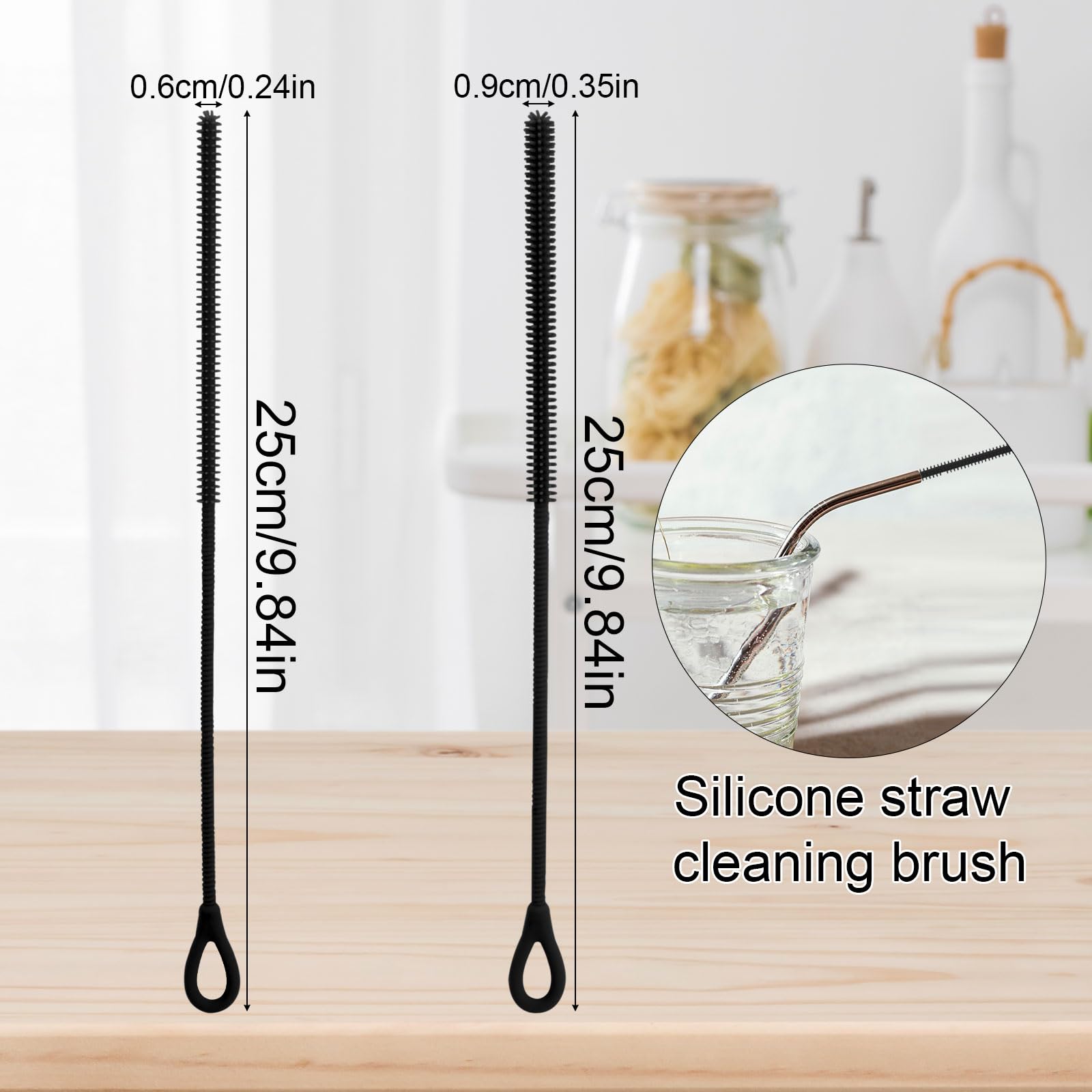 Spazzole Per Cannucce In Silicone - 2 Pezzi Da 6mm E 9mm, Extra Lunghe E Pieghevoli - Foto 13