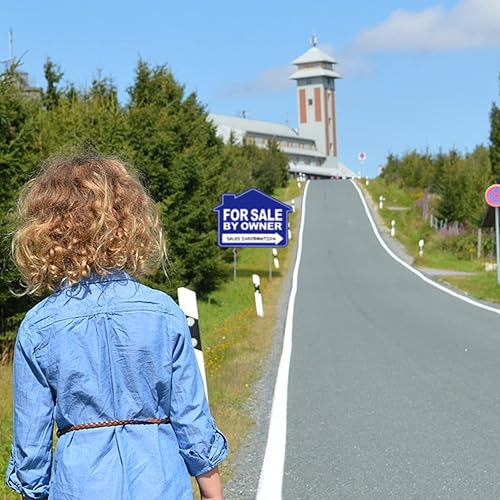 Miniatura 7 de Tatuo Letrero de 3 piezas para la venta por el propietario, 16 x 12 pulgadas, flecha direccional de doble cara para patio, casa con estacas de metal