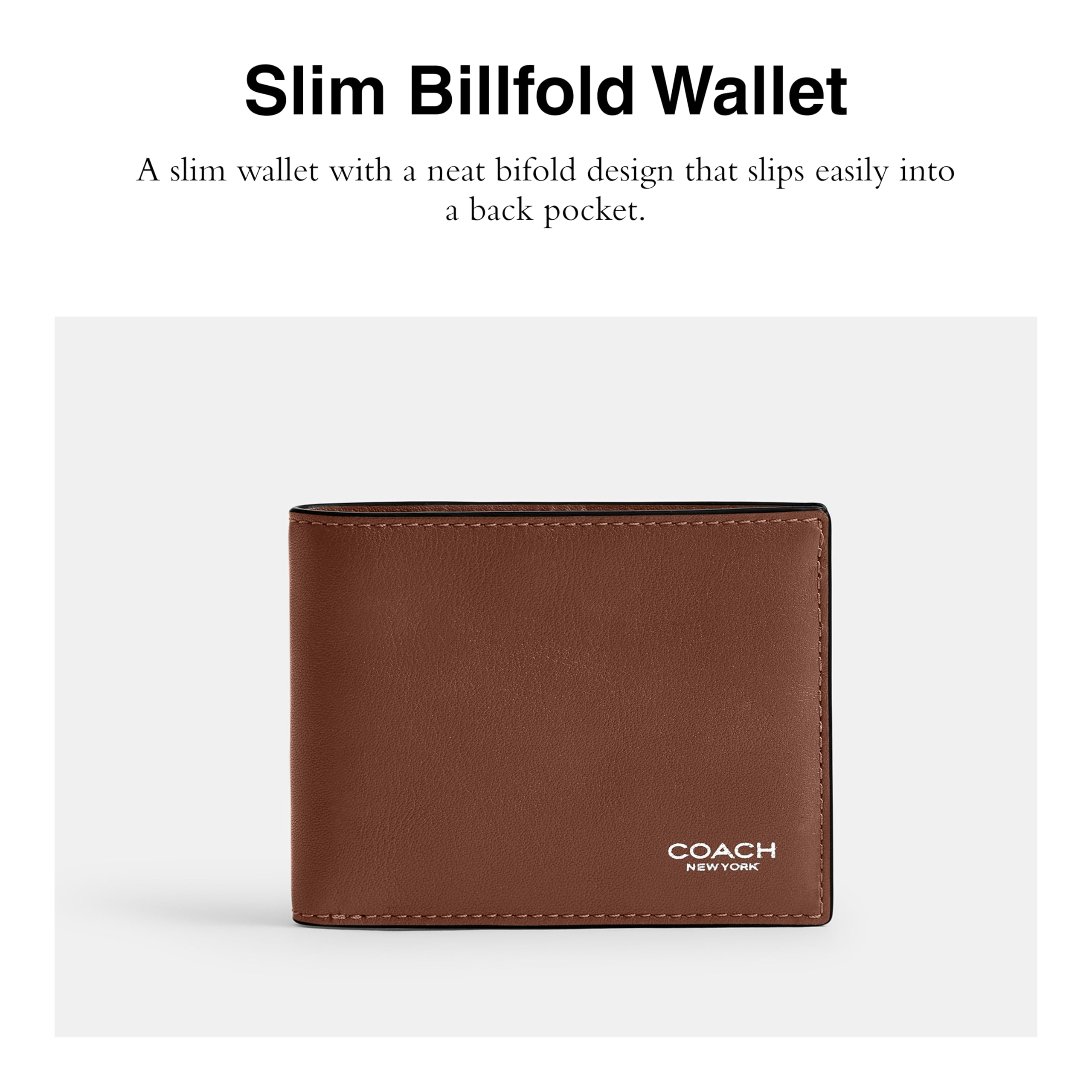 Coach Billetera delgada para hombre, Redwood, talla única, Redwood, Talla única, Billetera delgada