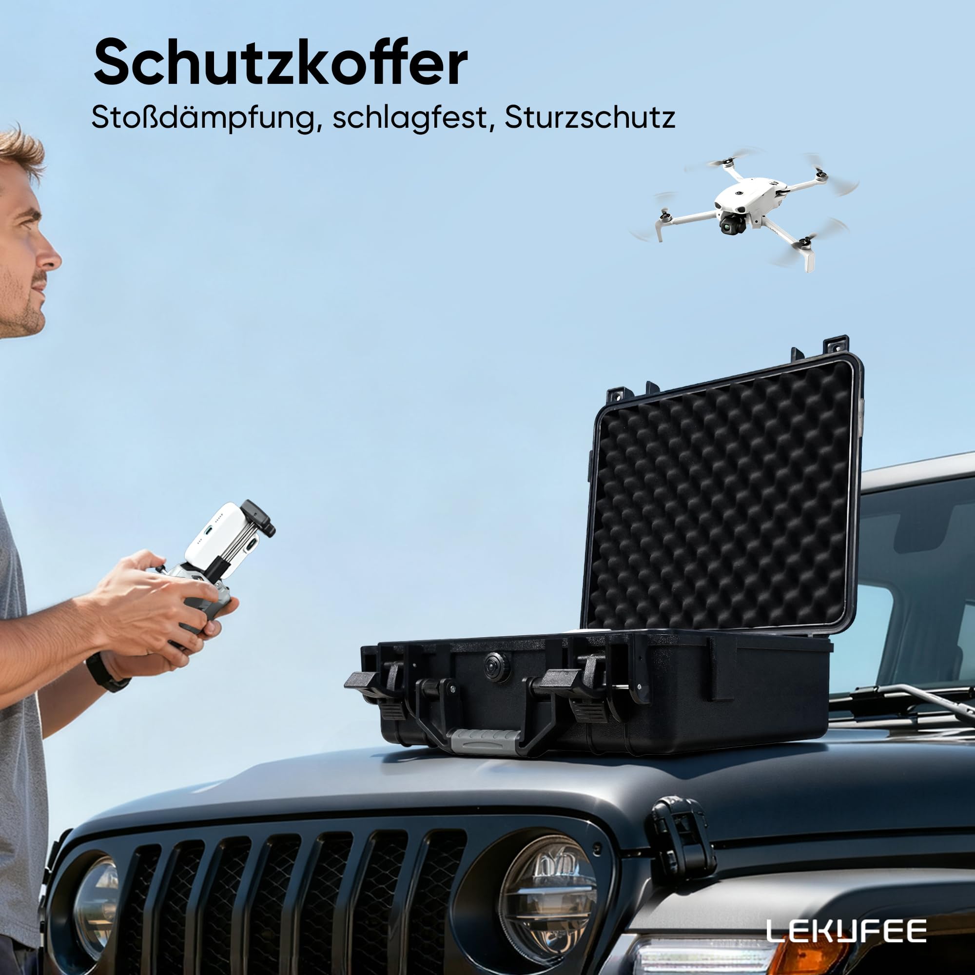LEKUFEE wasserdichter Hartschalen-Tragekoffer für DJI Lito X1, Lito 1 Drohne, Fly More Combo, DJI RC 2/RC N3, Akkus (6 Stück), Ladehub und weiteres Zubehör (nur Koffer)