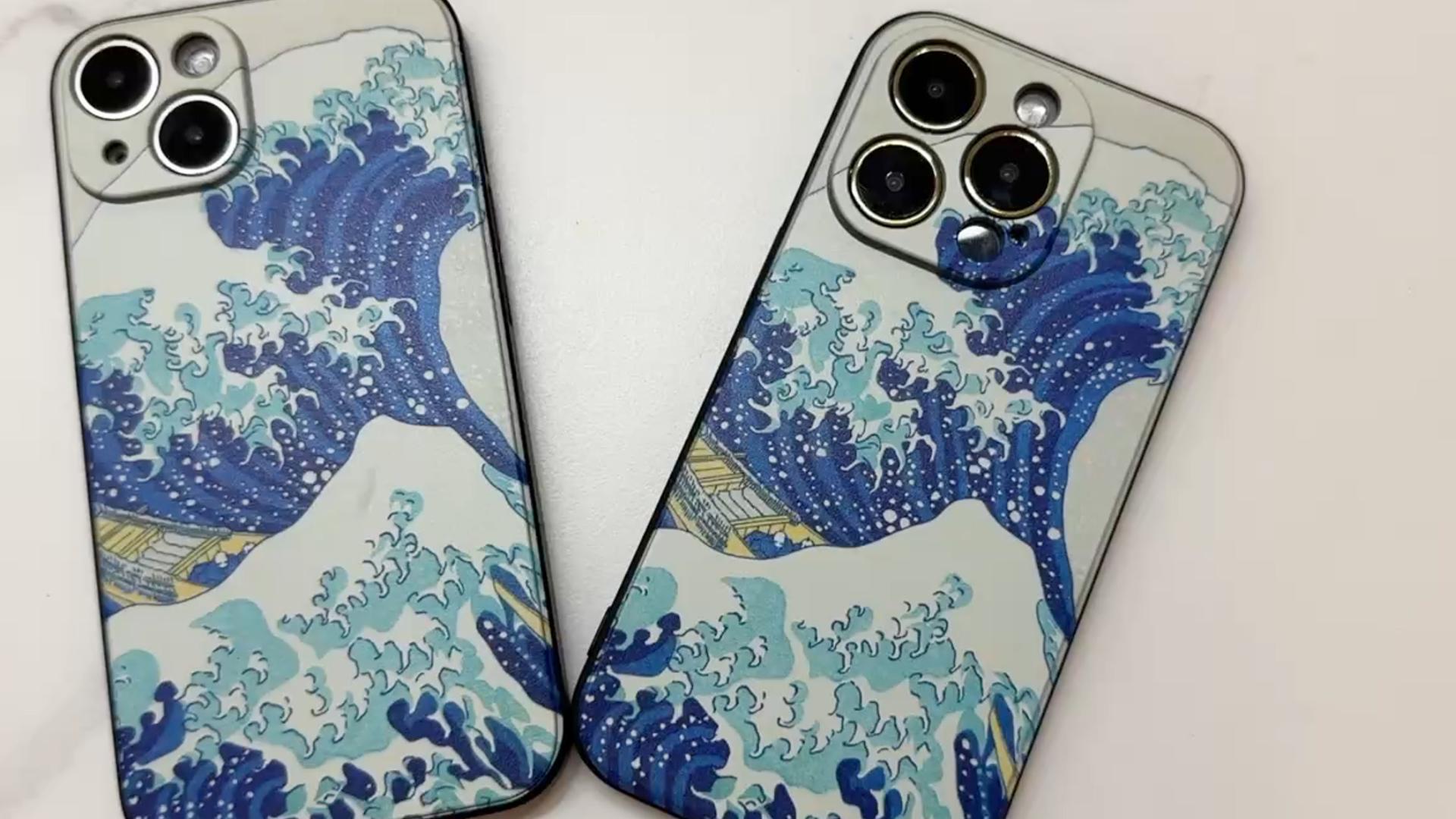 Amazon.com: 相容於iPhone 13 Pro 保護套,日本美學藝術大浪