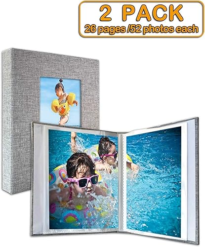Miniatura 3 de Álbum de fotos pequeño de 5 x 7 pulgadas, paquete de 2 unidades, cada una de 26 páginas transparentes con capacidad para 52 imágenes. Álbum de fotos