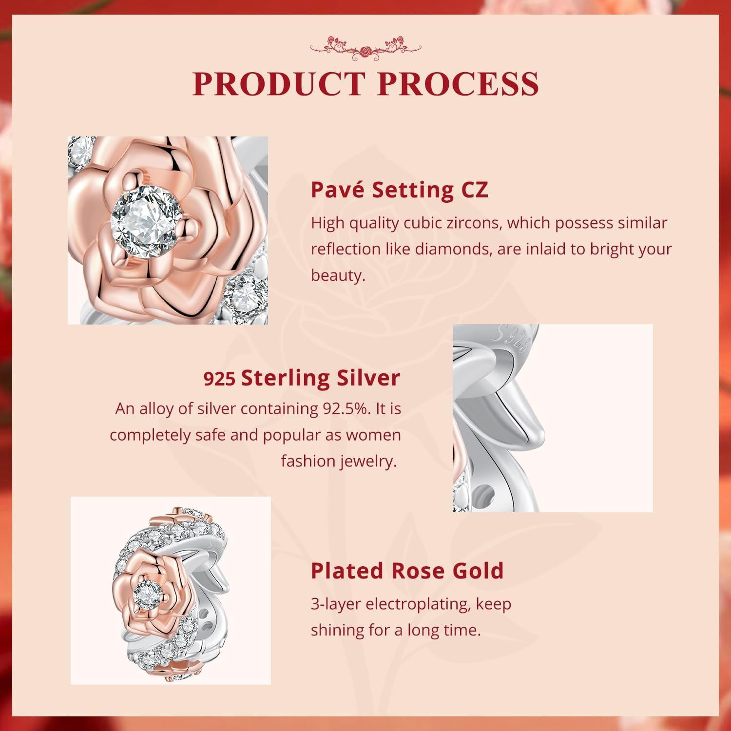 VOROCO Charm 925 Sterling Silver Bracelet Necklace Pendant Bead Charms Jewelry Gift for Women Mother Daughter Grandma Family Friends - Image 4