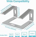 BLACK+DECKER Support pour ordinateur portable pour bureau - Support pour ordinateur portable ergonomique pour bureau - Riser pour ordinateur portable compatible avec MacBook Ordinateur pour carnets - Support pour ordinateur portable - Accessoires pour ordinateurs portables (Argent)