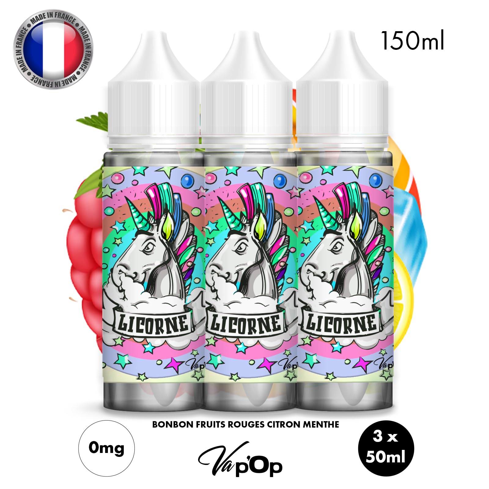 E-liquide cigarette lectronique - GOT : BONBON MIX FRUITS ROUGES CITRON  MENTHE - 50ml - 50MPGV/50VG - LOT DE 3 FLACONS (150ml) - Sans nicotine ni  tabac - Fabrication franaise : Amazon.fr: High-Tech